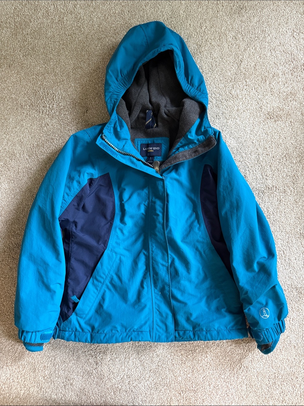 Lands' End Girls' Teal and Navy Hooded winter coat